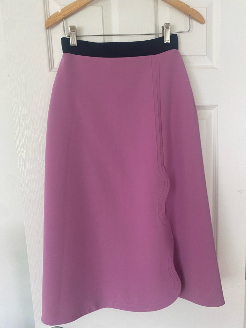 Roksanda Ilincic Mauve-Pink A-Line Skirt with Black Waistband